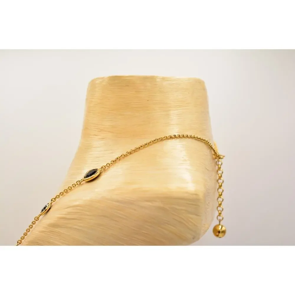 Kate Spade Crystal Confetti Necklace Chain Black Open Bezel Crystal Gold Tone 9J